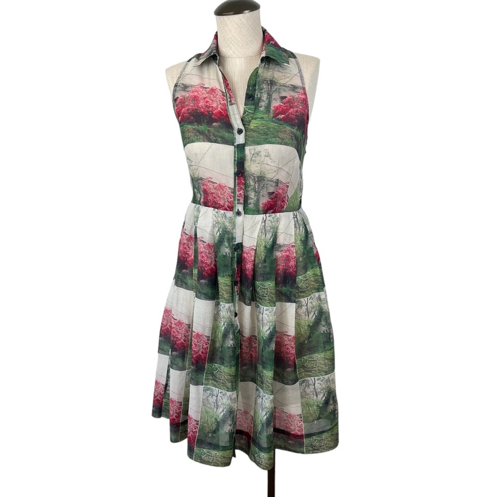 Anthropologie Sarah Ball Photography Crepe Myrtle Shirt Dress Size 0-XS